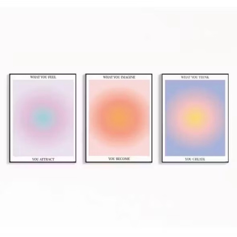 Quadros decorativos Aura cores gradiente (3 peças 20x30)