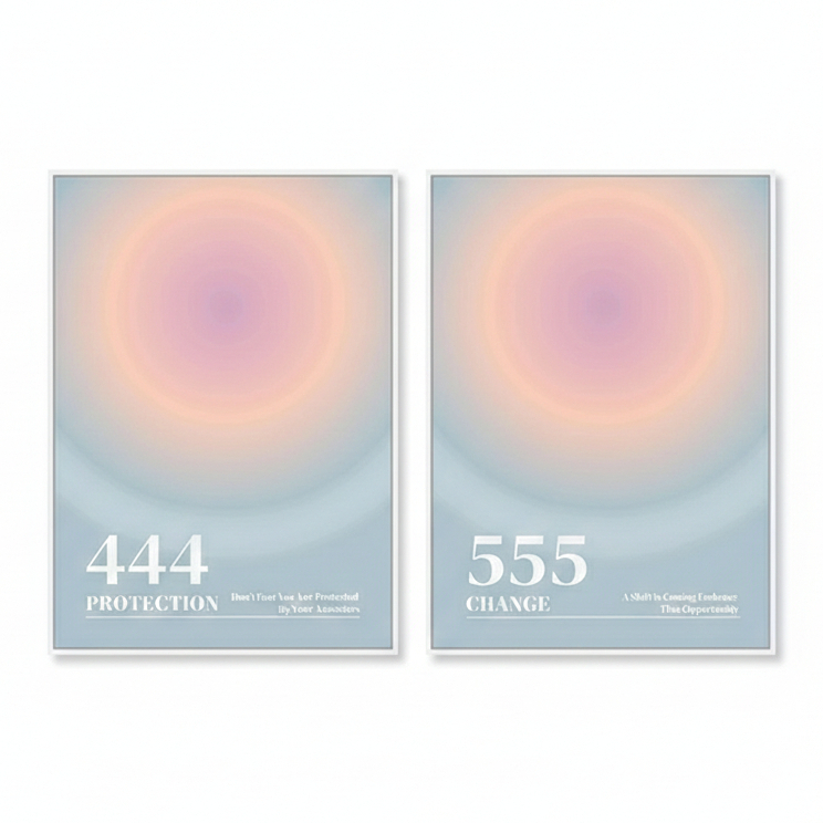 Quadro decorativo Angel Number Gradient Color Poster, Aura 40x60 cada peça