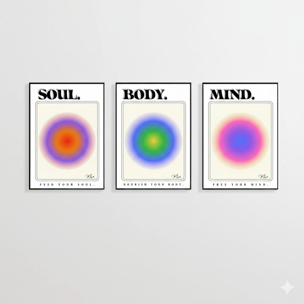 Quadro decorativo Gradiente espiritual aura anjo número (3 peças 40x60)