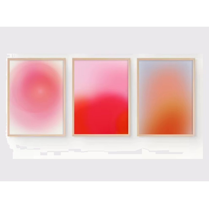 Quadros decorativos Retro abstrato positivo espiritual rosa aura estético pintura (3 peças)