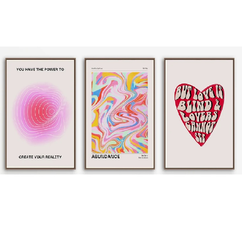 Quadros decorativos Retro Aura Gradiente Estético, Pintura Positiva Afirmação (3 peças)