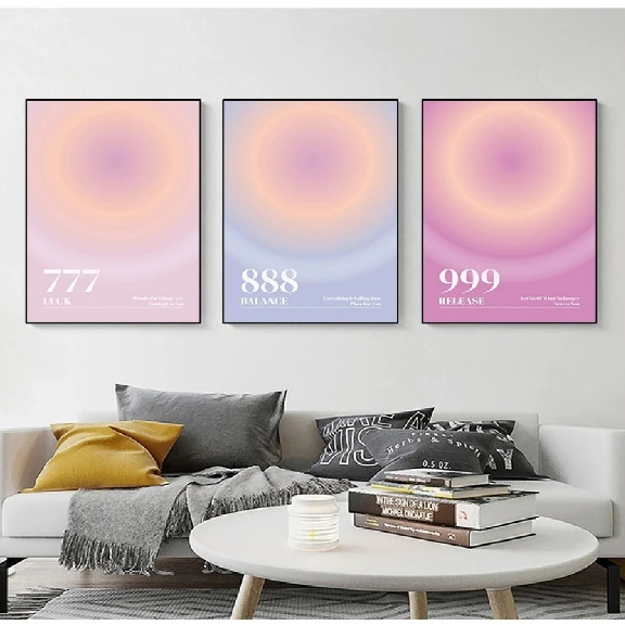 Quadros decorativos Vibes angel number aura (3 peças)