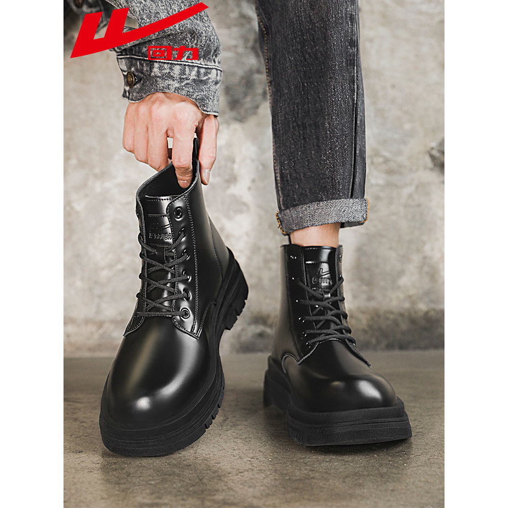 Puxar para trás Martin botas masculinas 2026 novo estilo inverno preto estilo britânico altura aumentada sola grossa bot