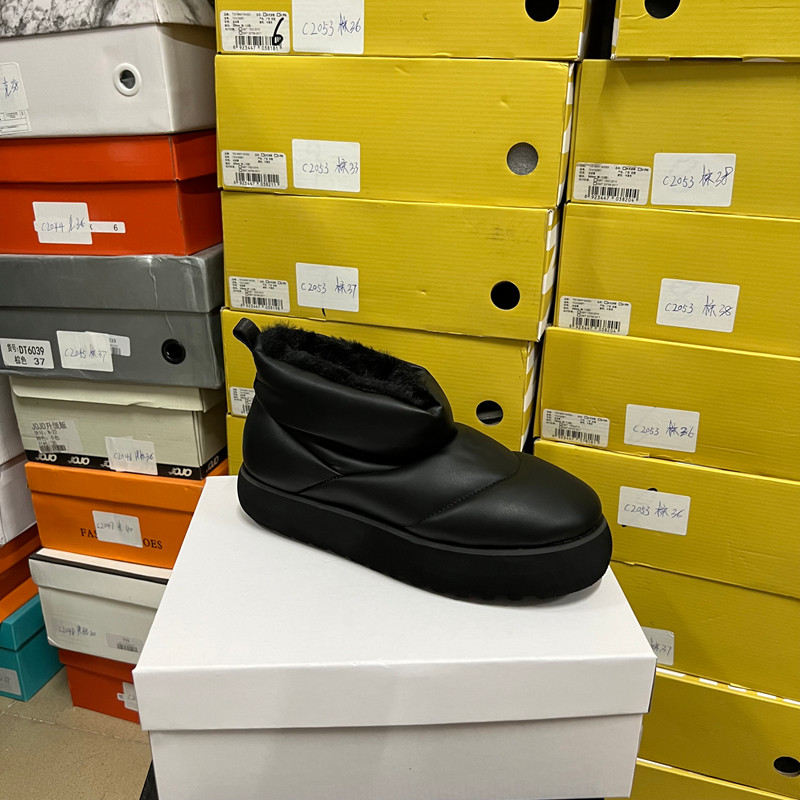 Botas de neve de sola grossa femininas inverno engrossado quente plataforma impermeável botas curtas preto All-Match bot