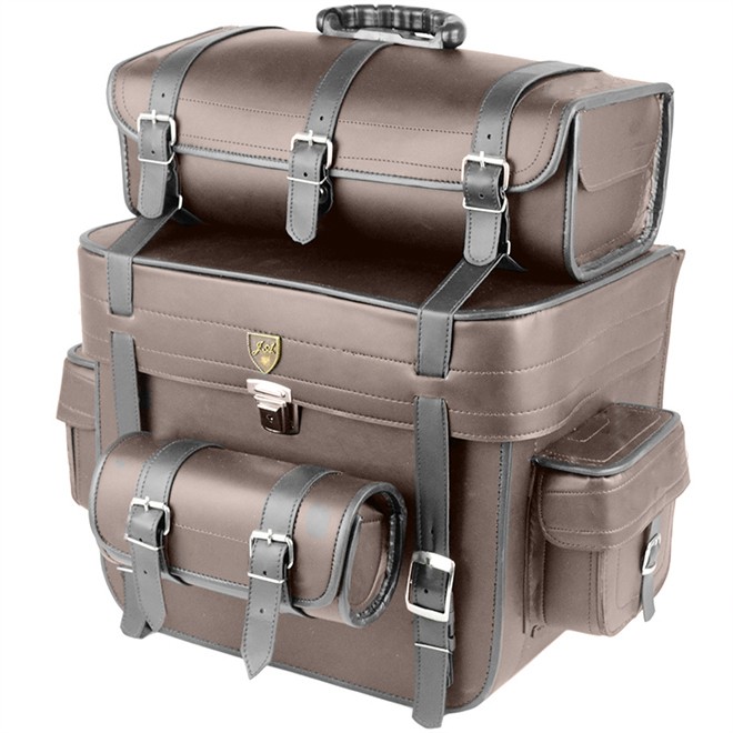 Alforge Traseiro (Bolsa) Marrom 62 Litros Couro Liso (p/ capacete - c/ chave)