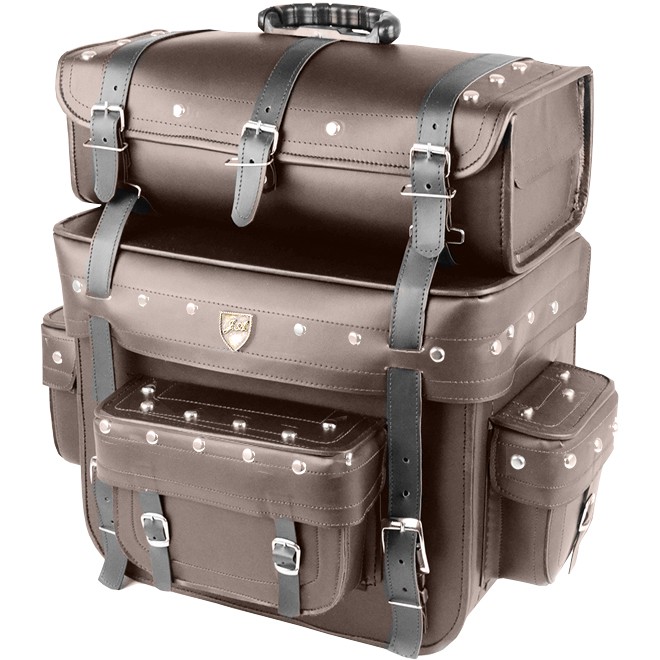 Alforge Traseiro (Bolsa) Custom marron  60 Litros Couro Sintético c/ Cravo