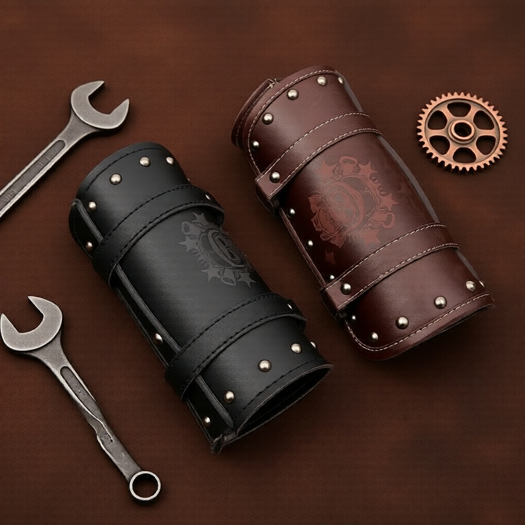Bolsa de Ferramentas de Motocicleta Universal Skull de Couro PU para Alforjes e Armazenamento Traseiro