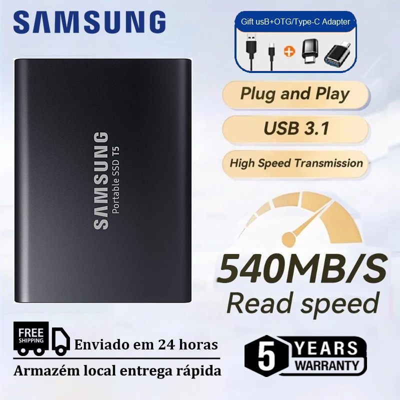 Original SAMSUNG SSD T5 External Drive 2TB/4TB/8TB/16TB Solid State Hard Drive Portable Suitable For Desktop