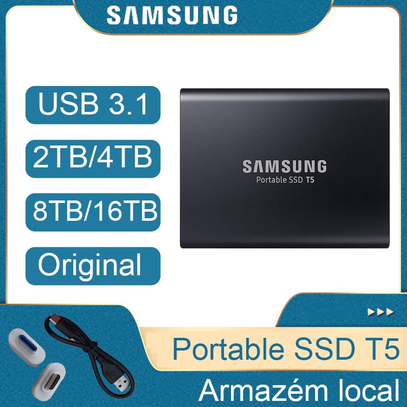 Unidade Externa SAMSUNG SSD T5 2TB/4TB/8TB/16TB De Estado Sólido Hd Rígido Portátil Adequado Para Desktop