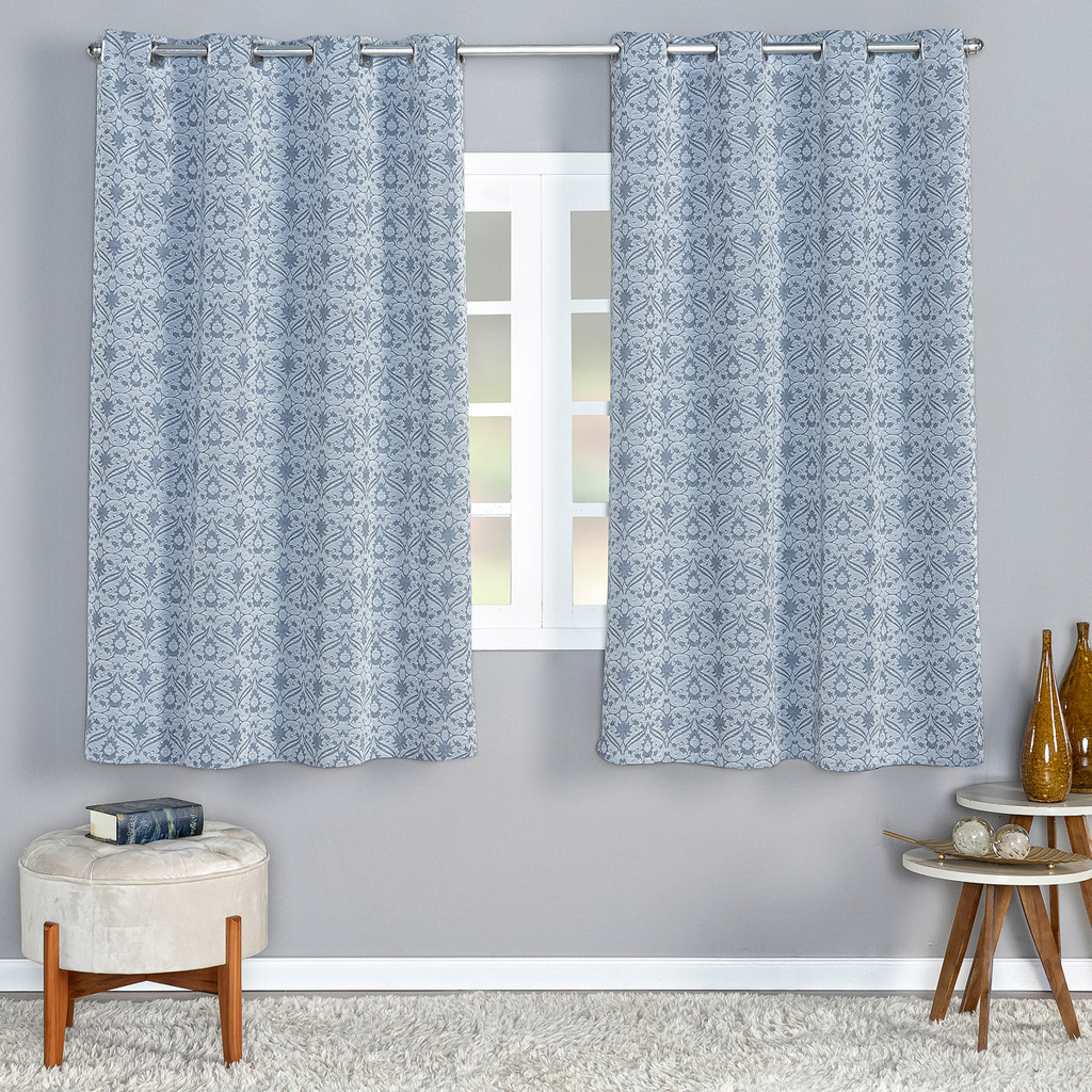 Cortina Sorento 2,20m x 1,40m Jacquard Corta Luz Sala Quarto Apartamento Desenho Alto Relevo
