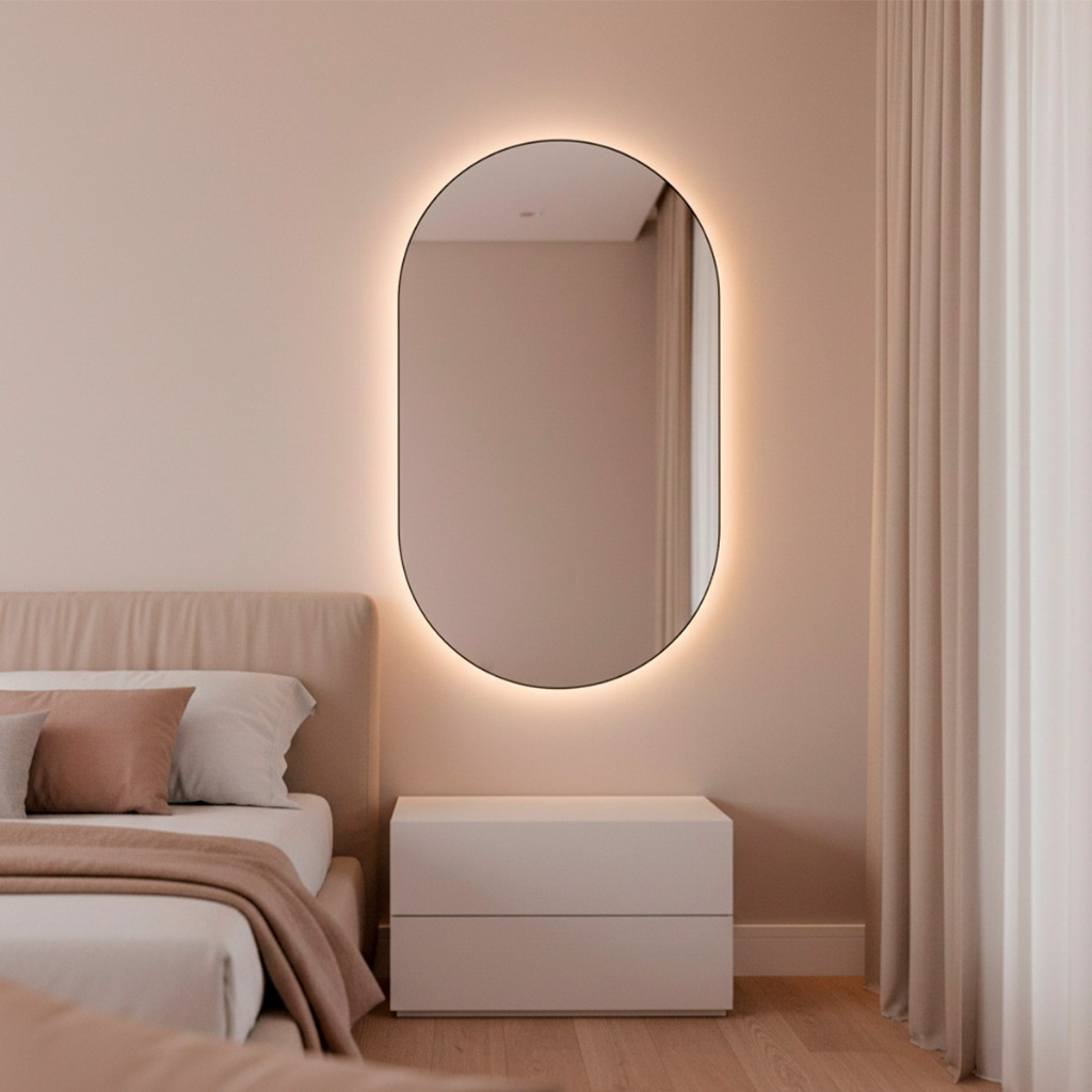 Espelho Orgânico Com Led 50x80cm Grande Decorativo Quarto Sala Banheiro Lançamento