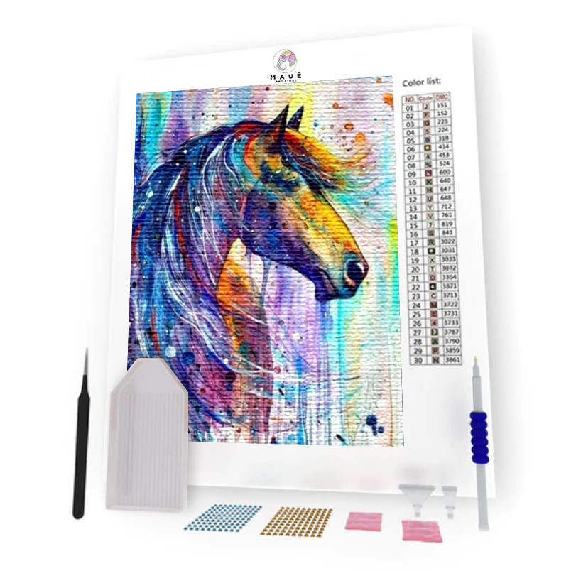 Kit Pintura Diamante - Cavalo Colorido Pintura (Diamond Art)
