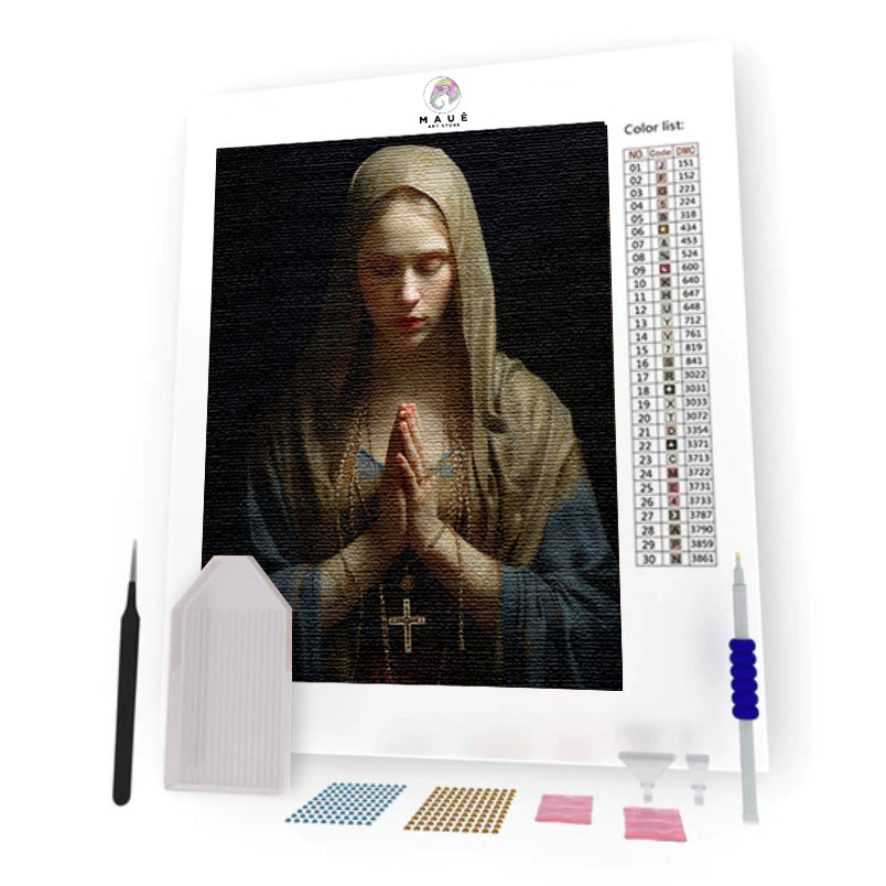 Kit Pintura Diamante - Santa Maria rezando (Diamond Art)