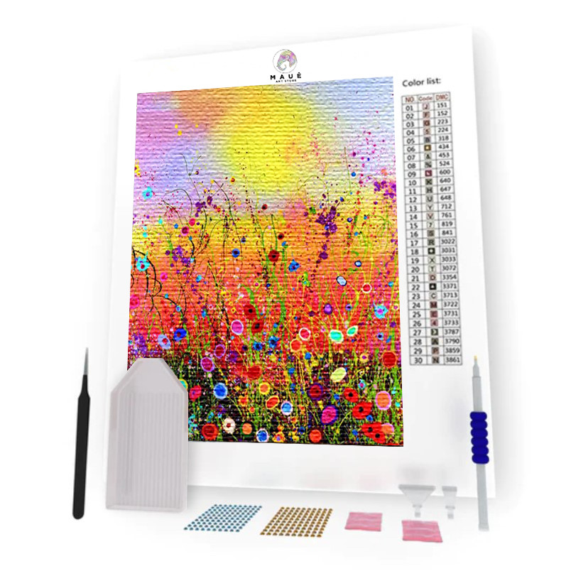 Kit Pintura Diamante - Flores Coloridas (Diamond Art)