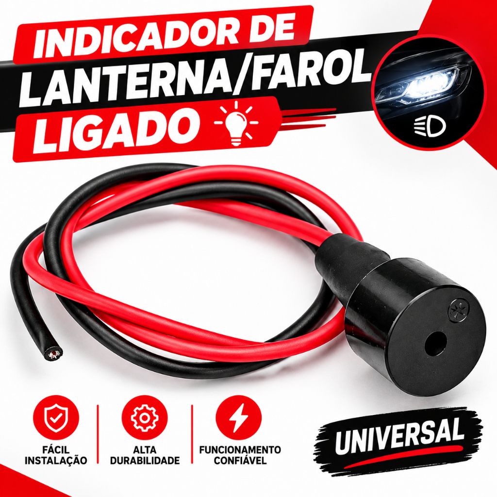 buzzer bip aviso sonoro alerta farol ligado para qualquer carro