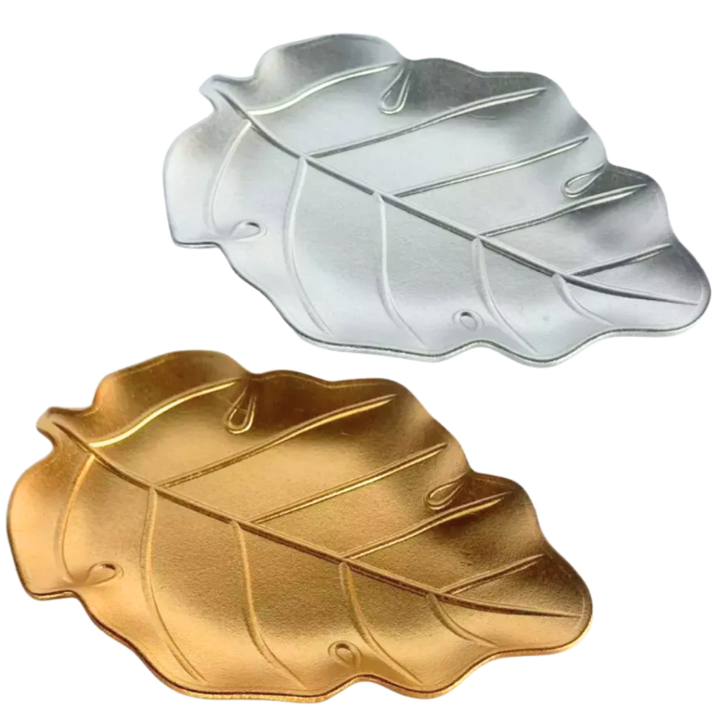 Enfeite Folha Bandeja Porta Treco Centro de Mesa 34x25cm Folha Decorativo Casa Luxo Decoração