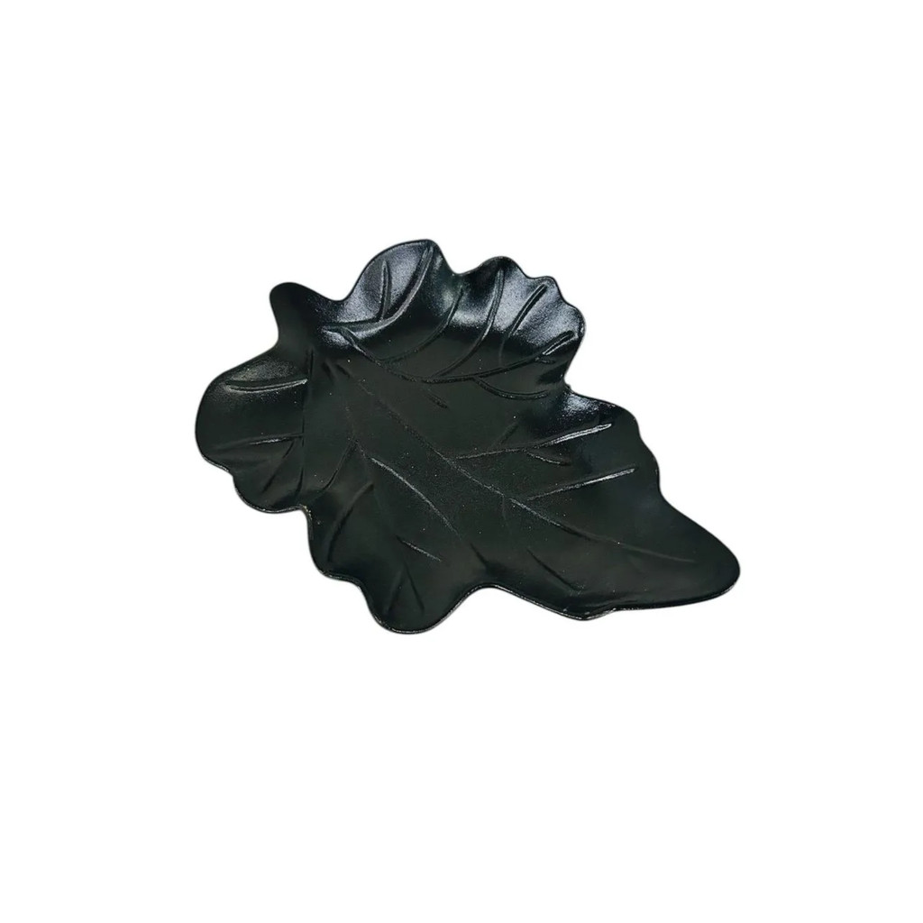 Enfeite Bandeja Porta Treco 32x24 cm Folha Decorativo Casa Luxo cor preto