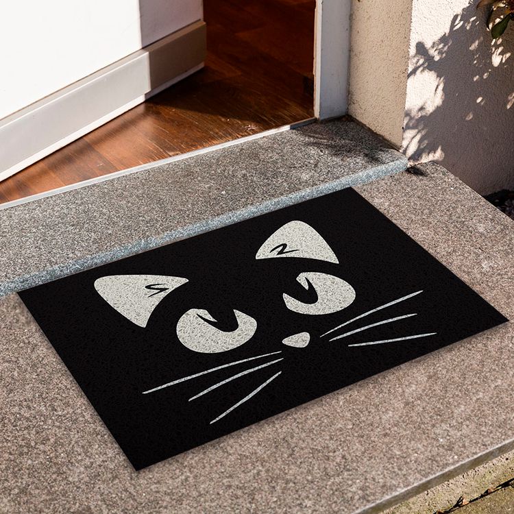 Tapete de Porta Divertido Capacho Pet -Gato Preto