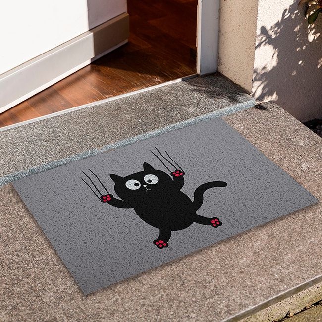 Tapete de Porta Divertido Capacho Pet - Gato Escorregando