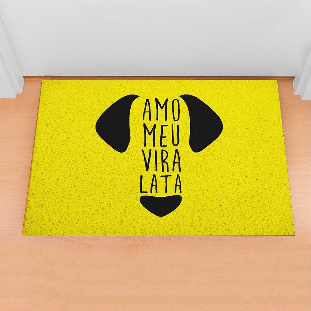 Tapete de Porta Divertido Capacho Pet - Amo Meu Vira Lata