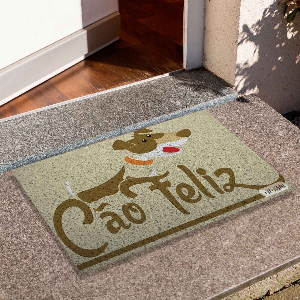 Tapete de Porta Divertido Capacho Pet - Cão Feliz