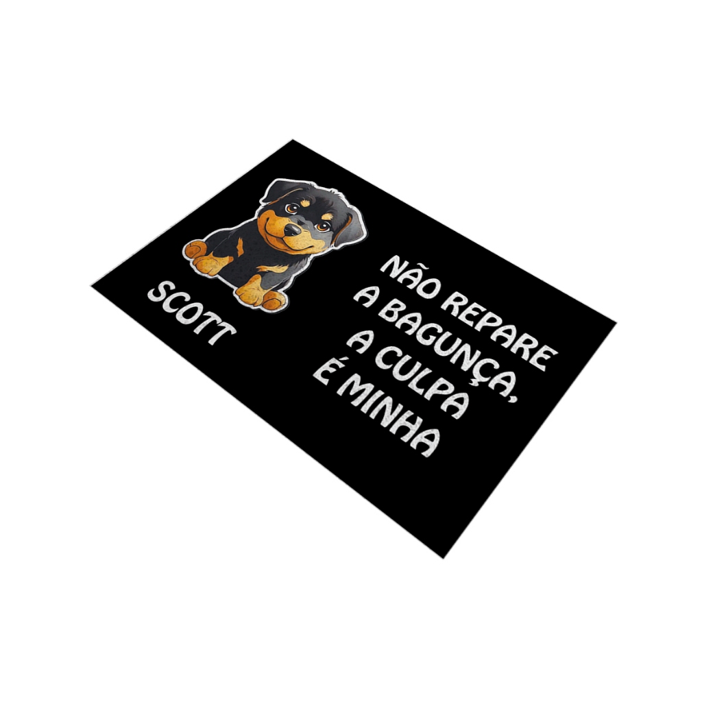 Tapete de Porta Capacho Pet Rottweiler - Personalize o nome Ca838