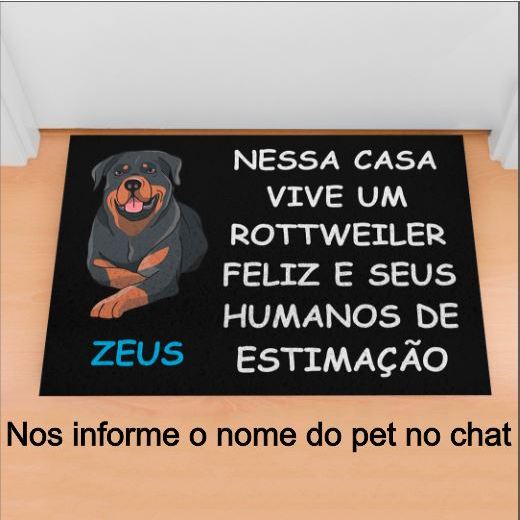 Tapete de Porta Capacho Pet Rottweiler - Personalize o nome
