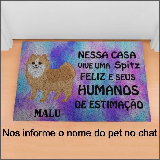 Tapete Para Porta Divertido Capacho Pet Nessa Casa Vive Uma Spitz Aquarela Personalize