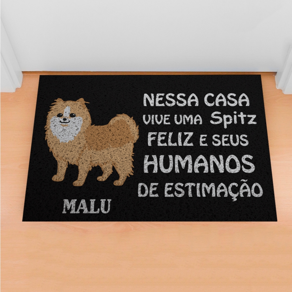 Tapete Para Porta Divertido Capacho Pet Nessa Casa Vive Um Spitz Personalize   80x40