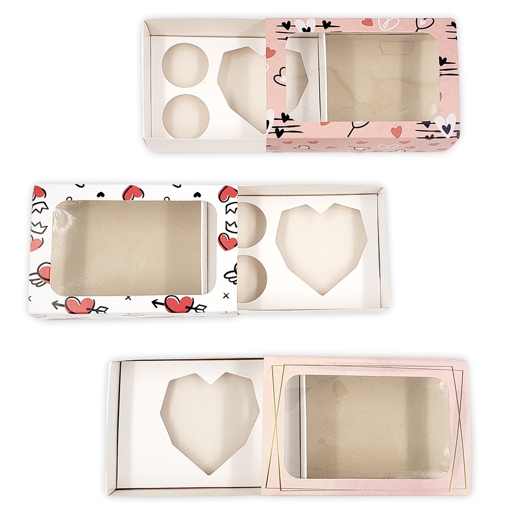 15 caixas para mini coração lapidado 18g (ref. 9836) do Dia dos Namorados tema amor com visor de acetato