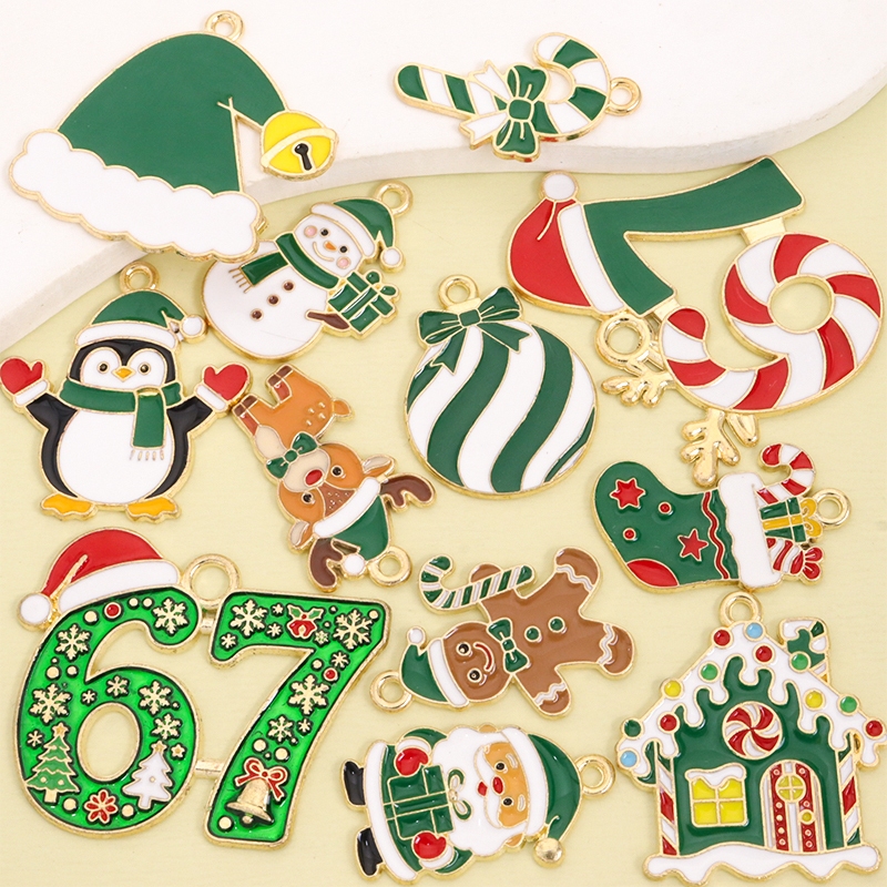 10 Peças Tema Fofo Do Dia De Natal Papai Noel Rena Pinguim Boneco De Neve Amuletos De Bastão De Doces , Estilos Mistos P