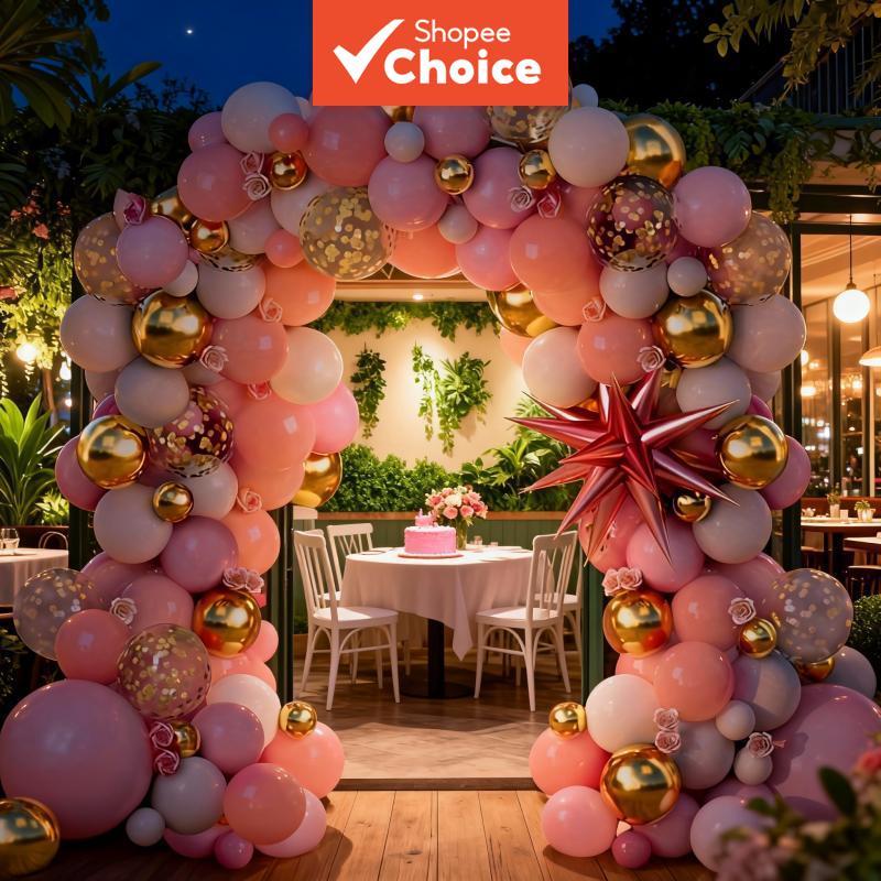 Conjunto de 111 peças Tema do Dia das Mães Rosa Laranja Branco e Dourado Balão Garland Arch Set, 22 polegadas Rosa Blast