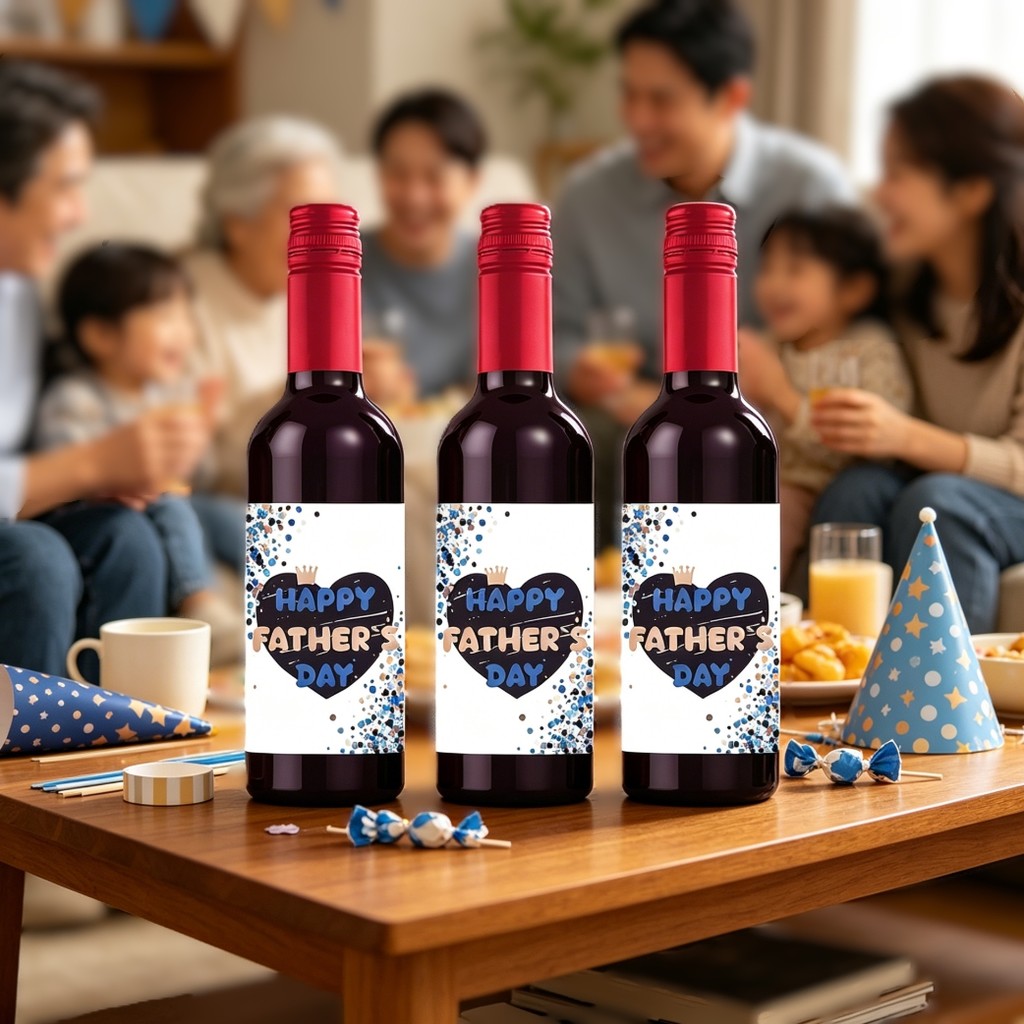 Adesivos Para Garrafas De Vinho Com Tema Do Dia Dos Pais-Conjunto De Etiquetas Plásticas Impermeáveis De 24 Peças