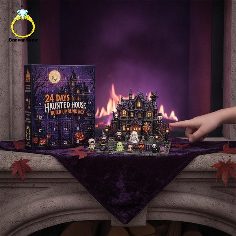 [BANY] Caixa Cega Do Advento De Halloween Com Tema De Casa Assombrada De 24 Dias Mini Figuras Pequenas E Decoração De Ce