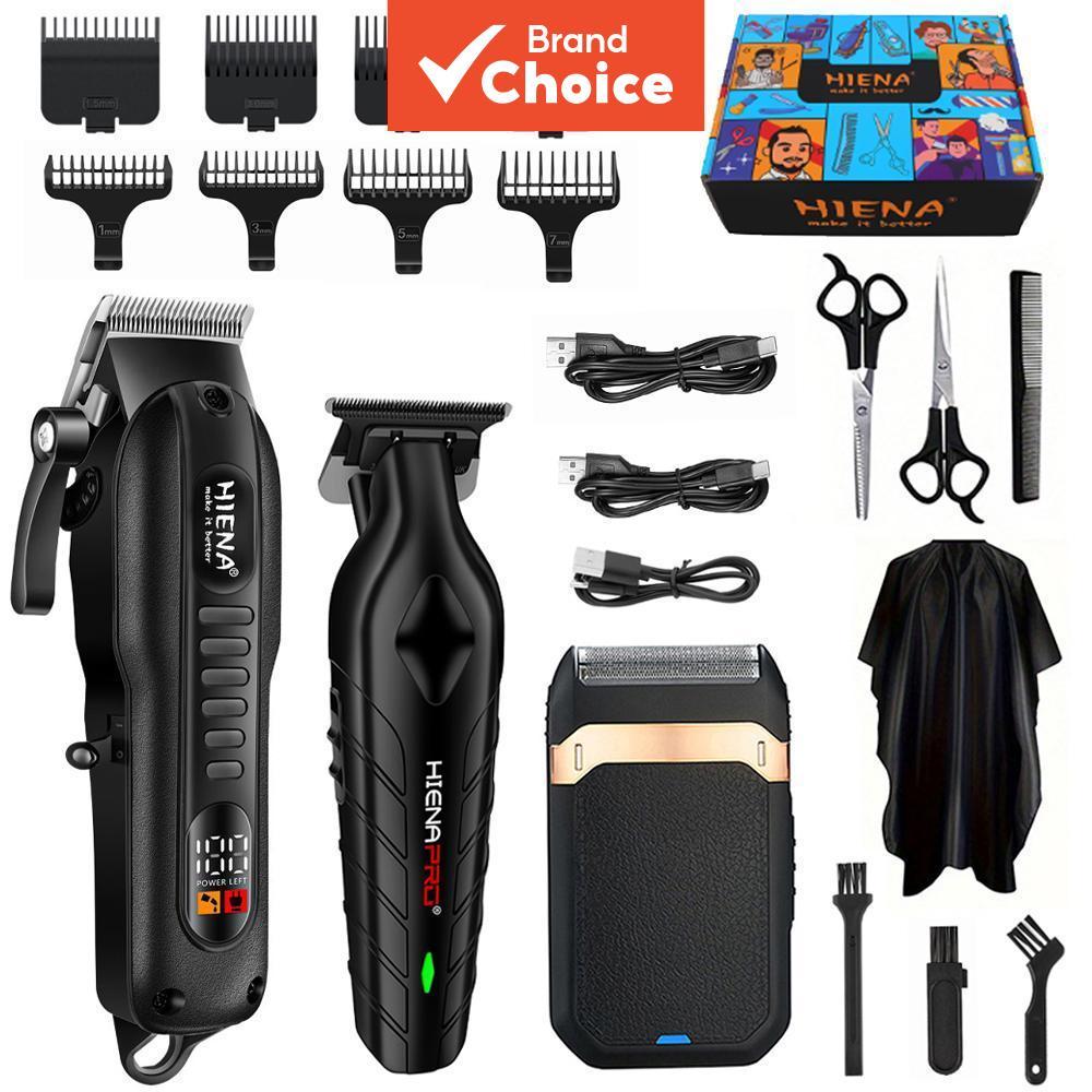 Conjunto De Máquina De Cortar Cabelo Profissional HIENA-Barbeador USB Unissex E Tesoura De Barbeiro , Baixa Tensão Para