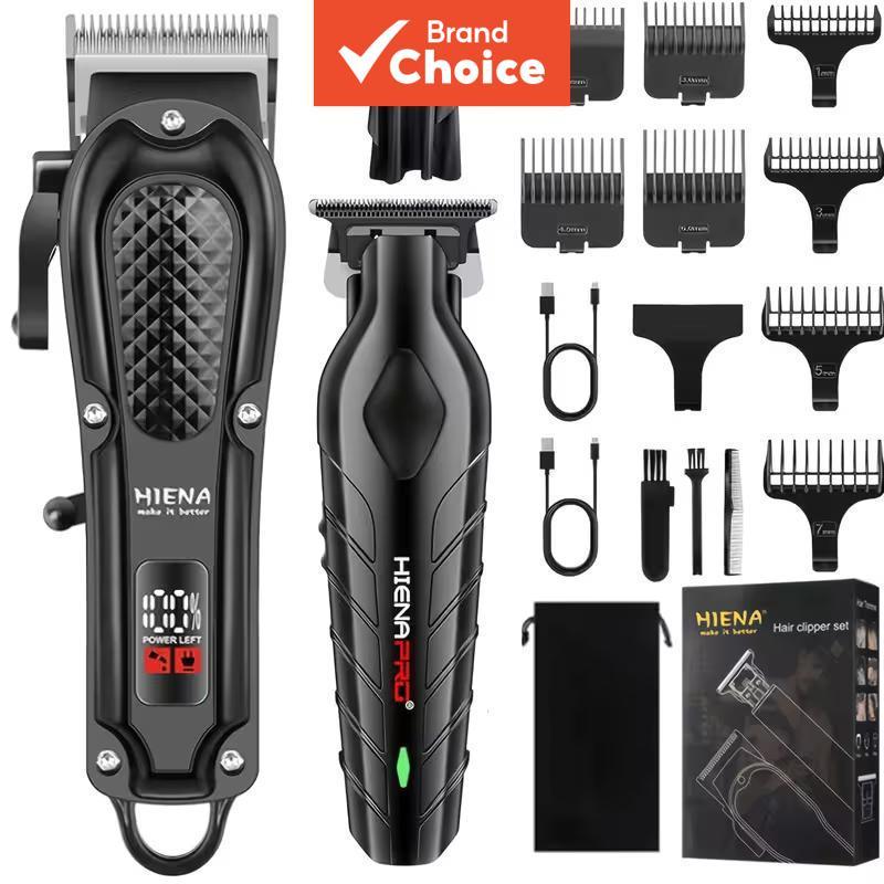 Conjunto Profissional de Barbeador e Cortador Masculino HIENA: Máquina de cortar cabelo profissional masculina com