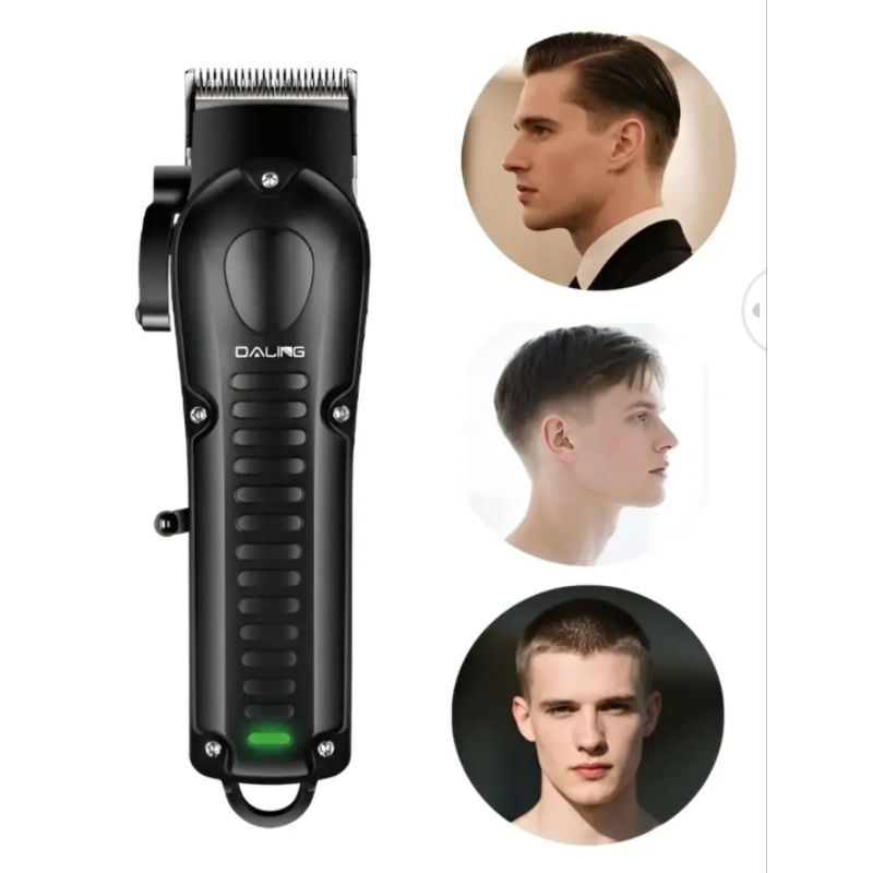 Máquina de Cortar Cabelo Profissional Daling Pro Sem Fio Recarregável USB Tela LED Motor Potente