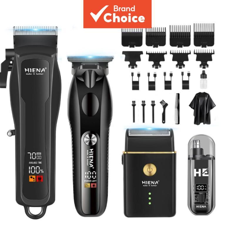 Conjunto Profissional de Barbeiro HIENA: Tesoura de Barbeiro Profissional, Máquina de Cortar Cabelo sem Fio, Aparador de