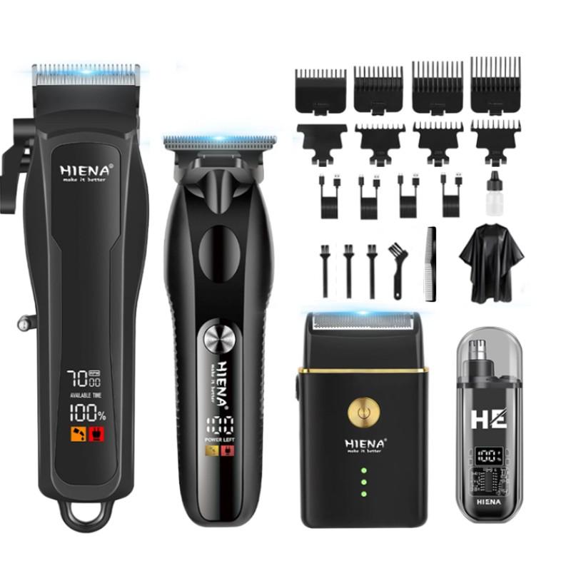Conjunto de cabeleireiro profissional HIENA: máquina de corte de cabelo profissional, máquina de cortar cabelo sem fio,