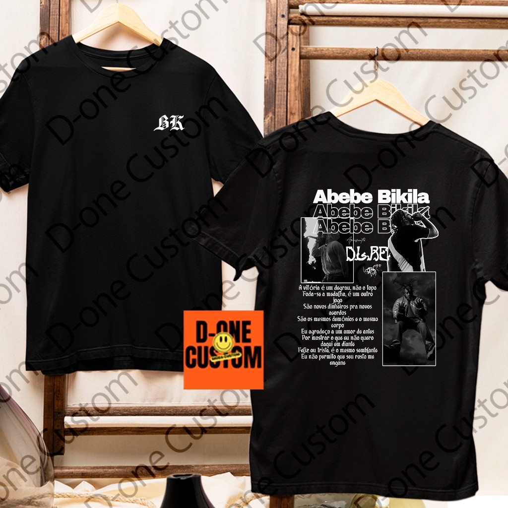 Camisa Camiseta Abebe Bikila DLRE Album Novo Hienas Montagem Exclusiva BK Rapper Rap Show HipHop RESILIENCE