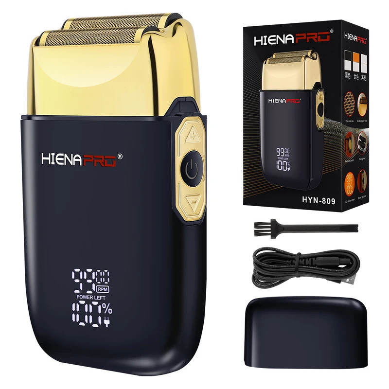 HIENA-Barbeador Elétrico Recarregável Para Homens , Caixa De Metal , Barbear Casa , Máquina De