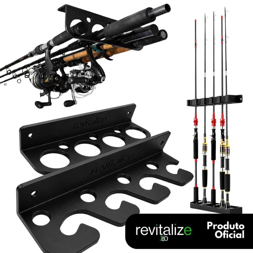 Suporte Vara Pesca Expositor Parede Kit 4 Varas Organizador Rack Reforçado Stick