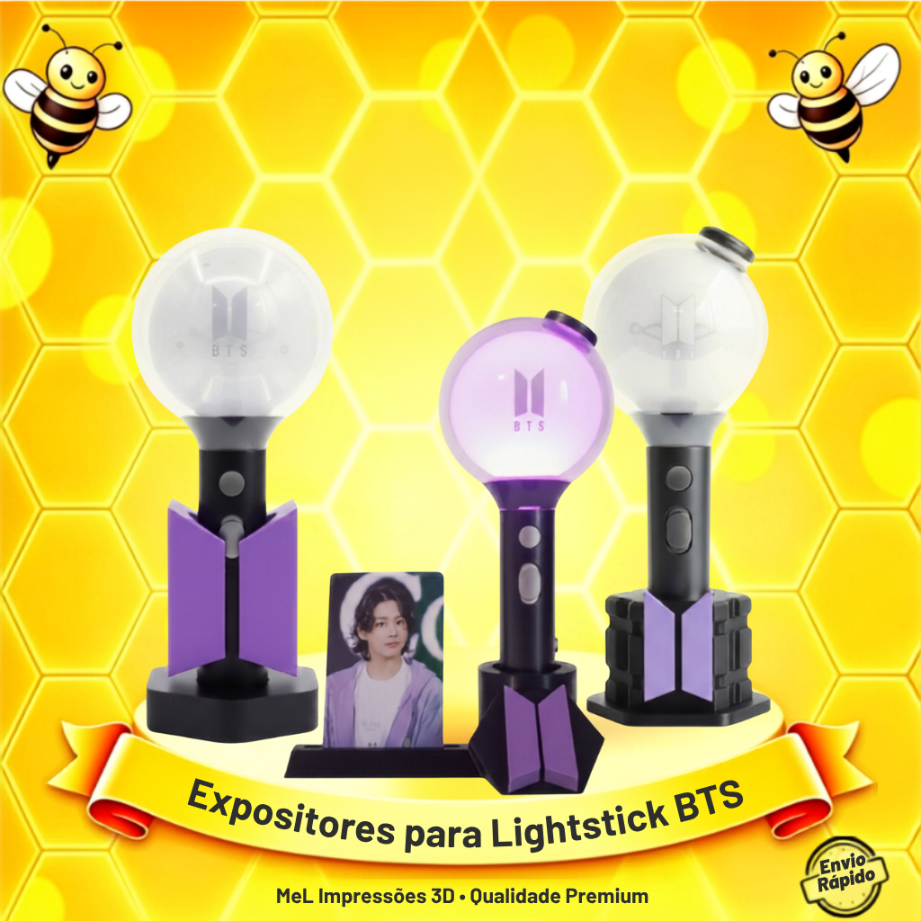 BTS - Suporte para LightStick ARMY Bomb | Expositor Personalizado Impresso em 3D para Fãs ARMY