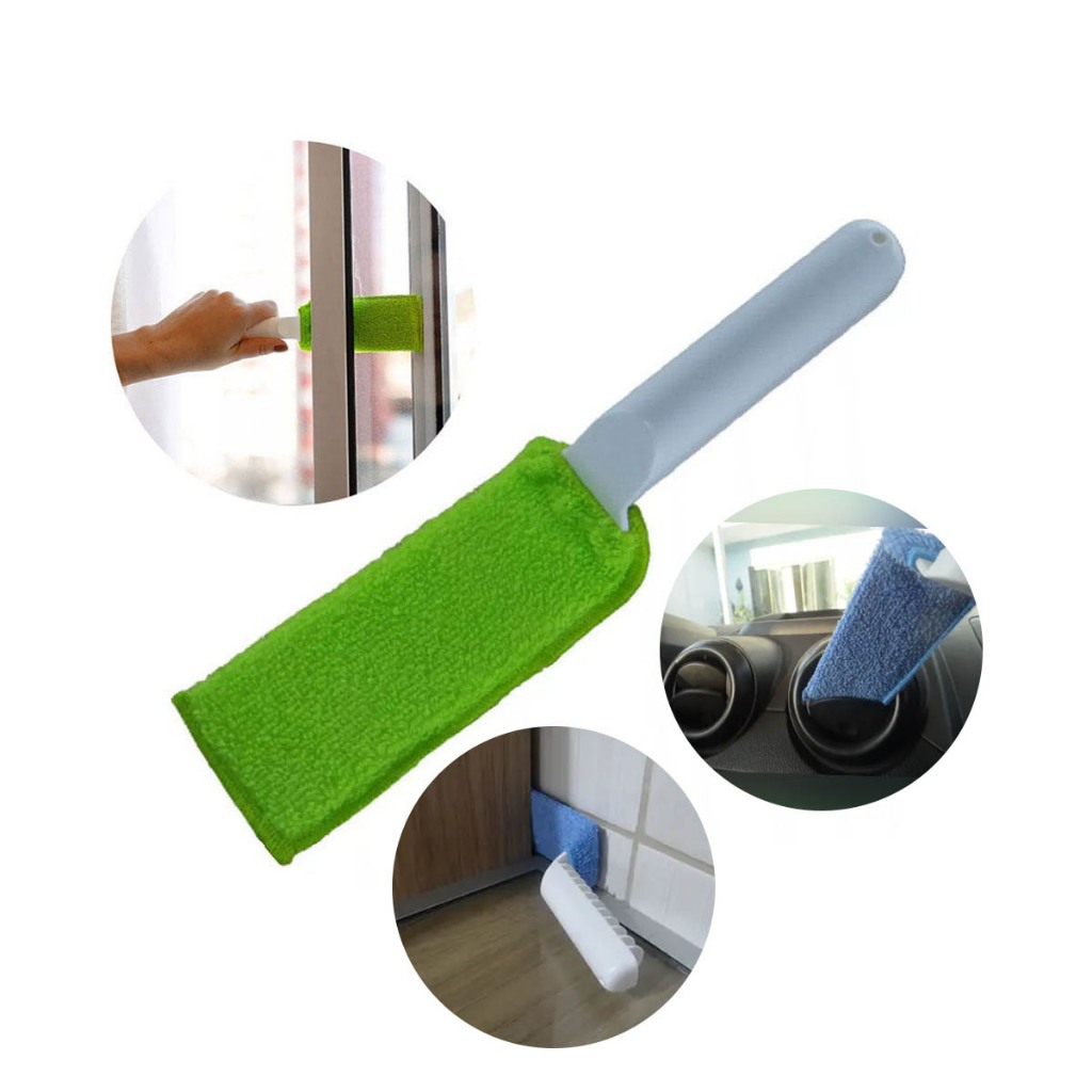 Limpador Para Box Janelas Frestas e Fendas de Vidro de Difícil Acesso +2 Refis Microfibra Resistente