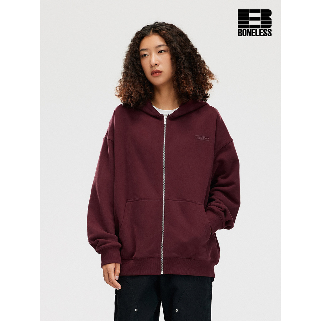 BONELESS Grid B-Line Placa Grossa Offset Print Cardigan Moletom Com Capuz Jaqueta Americana Solta Casual Top Homens Mulh