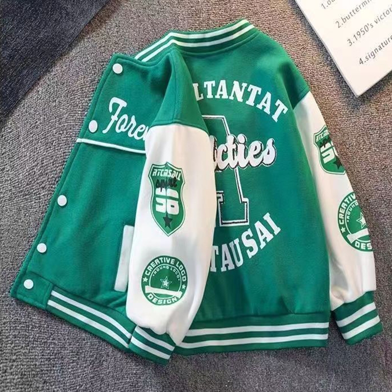 Children Boys Baseball Jacket Windbreaker Fashion Letter Printing Sports Casual Clothes For 2-14 Years Old