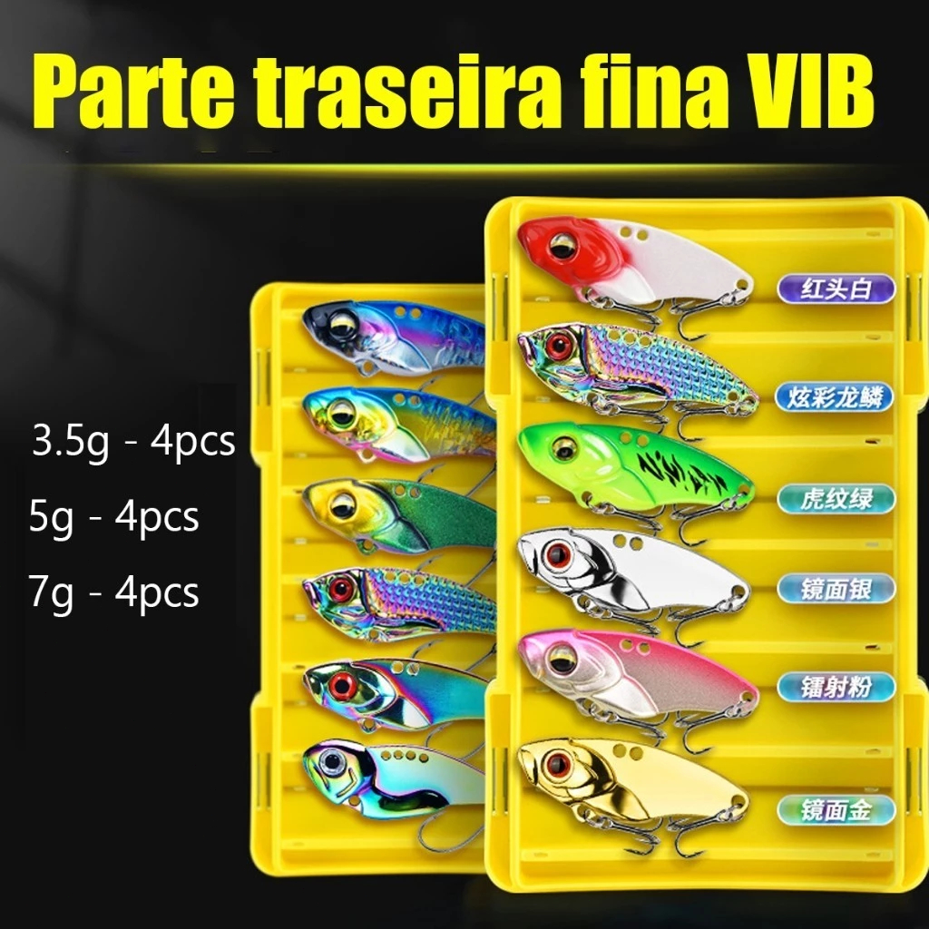 Kit Iscas Artificiais VIB Metal Jig 3,5g 5g 7g 12 Cores Pesca Tucunaré Traíra Robalo Black Bass Artificial Rio Lago