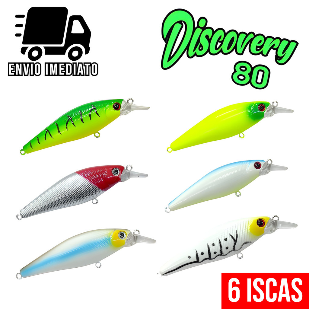 Kit 6 Isca de Pesca Artificial Profissional Importada 8cm Tucunaré Traíra Dourado Robalo Black Bass