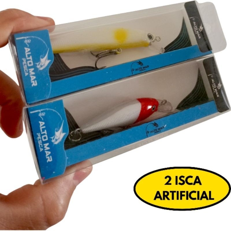 Kit 02 Iscas Artificiais Importadas 1/2 Meia Água De 9 Cms E 8,5 Gramas Pesca Tucunaré Traíra Dourado Robalo Black Bass