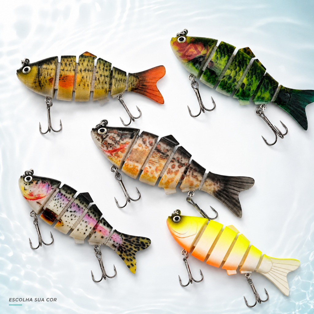 Isca Swimbait Articulada 6 Segmentos 9,5cm 21g Garatéias Peixe Artificial Tucunaré Traíra Black Bass Pesca 1 Unidade Cor